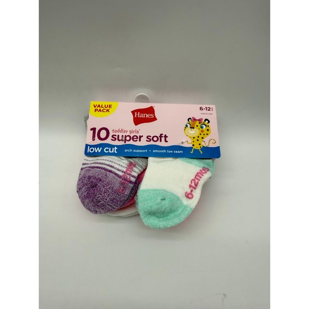 Hanes Infant/Toddler Girls' Super Soft Low Cut socks10-pack